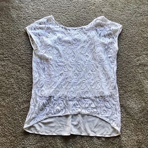 Apt 9 Cap Sleeve White and Off White Lace Top